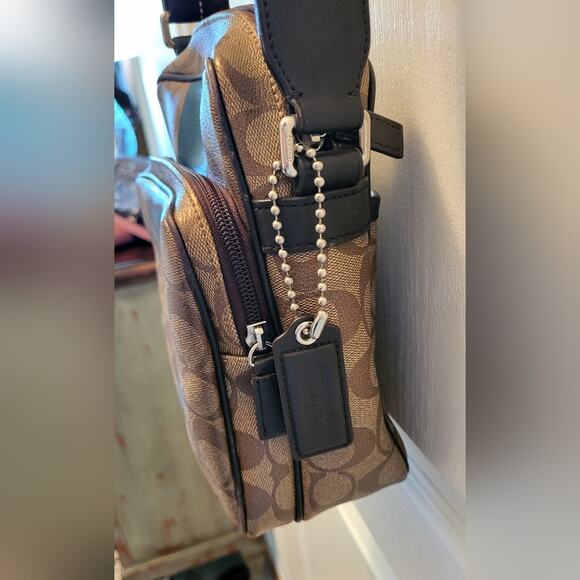 Y2K Coach Hertiage Signature Blue Stripe Messenger Bag EUC - Picture 5 of 16